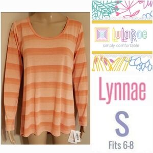 NWT Lularoe S Lynnae Orange Peach Striped Tunic Top Back To School Pretty Gift!
